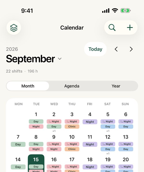 Calendar showing a coworker’s shared shifts next to yours